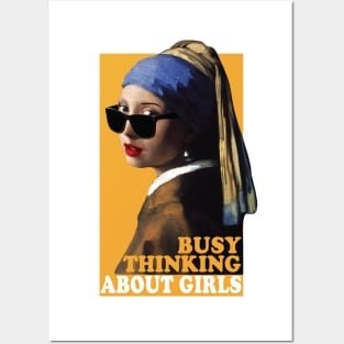 Busy Thinking About Girls - Girl with A Pearl Ring Parody Posters and Art